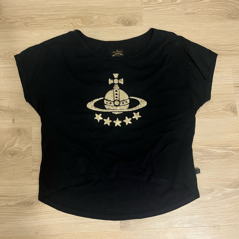 Vivienne Westwood Black Tee with Gold Logo